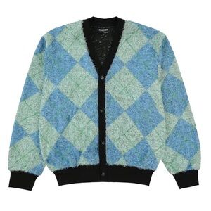 Pleasures Rev Green Aqua Fuzzy Sweater Cardigan